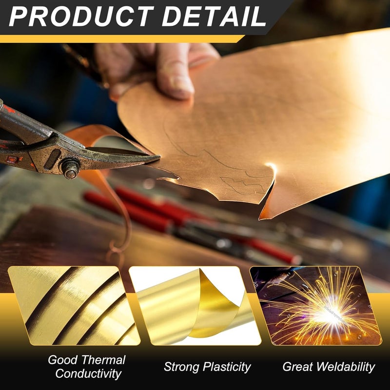 uxcell Brass Sheet Roll, 80" x 8" x 0.0008" Metal Flashing Brass Foil Roll for Crafting, Electrical DIY Projects Repairs, Gold - Image 3